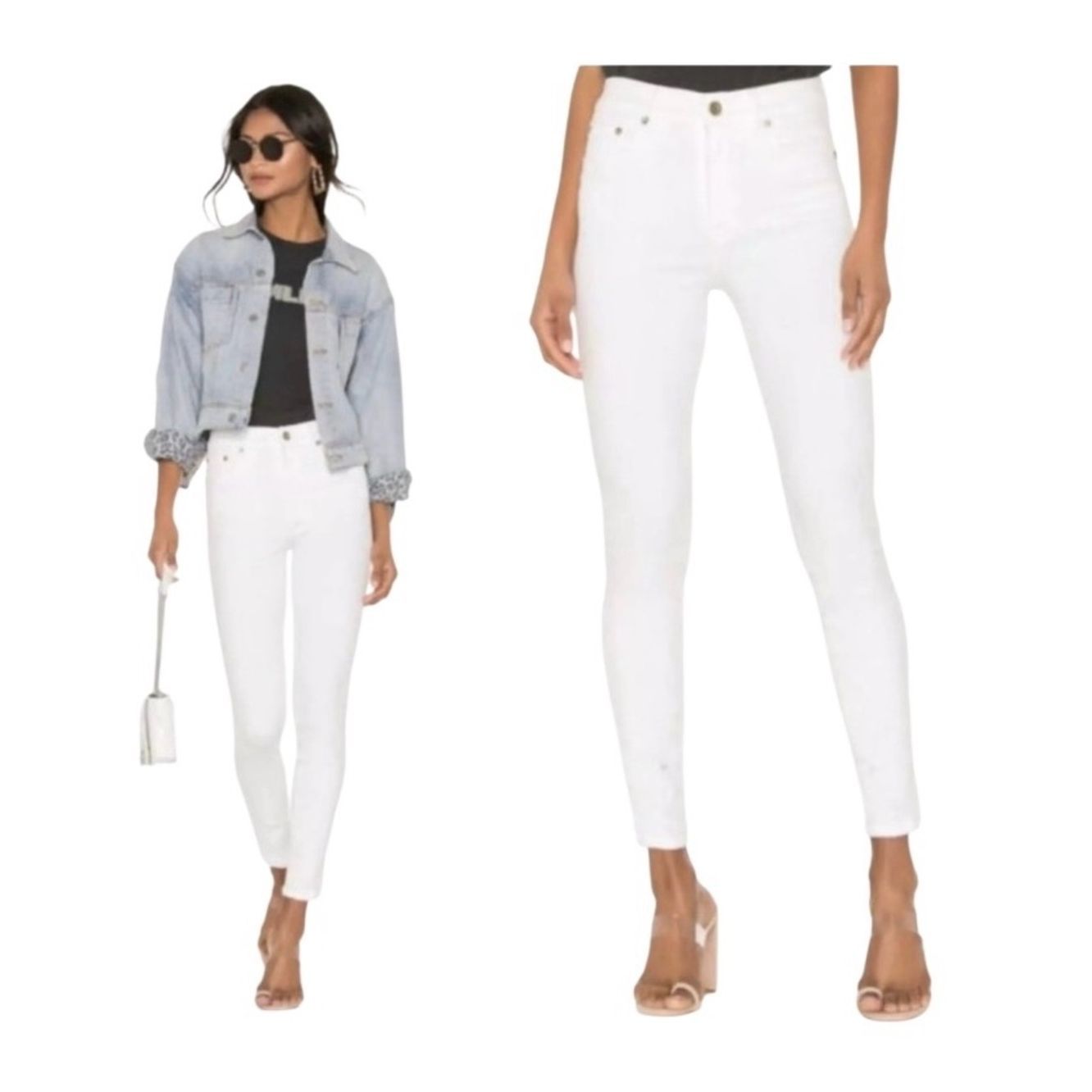 Pistola Jennifer Mid Rise Cropped Jeans In White Womens 27